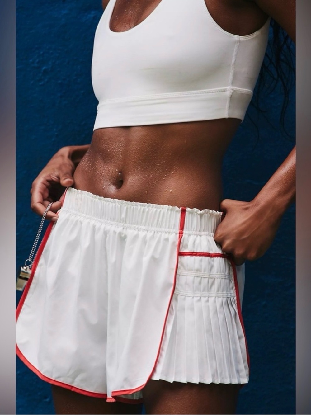 NWOT! FP Free People
Movement Easy Tiger Shorts Color: White/Red Combo Sz:Medium